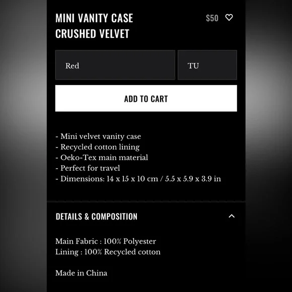 New Sézane Red Velvet Vanity Case Cosmetic Bag Crushed Velvet - Picture 3 of 9